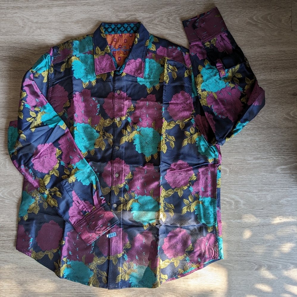 Robert Graham Silk Floral shirt men sz 2XL